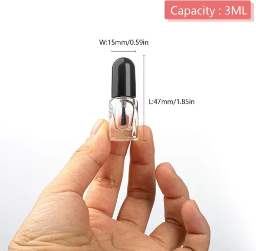 Vista 3 de GTHER 20 botellas vacías de esmalte de uñas, recipiente de botellas recargables de vidrio transparente con tapa de cepillo y embudo y bolas