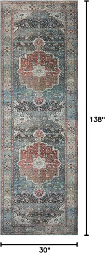 Vista 70 de Loloi Margot - Alfombra de área terracota/laguna de 7'-6" x 9'-6