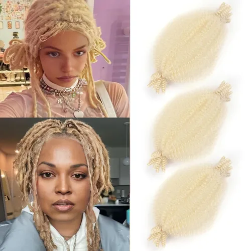 Vista 17 de Cabello afro trenzado elástico de 16 pulgadas, paquete de 3 marley twist para rastas falsas, trenzas rizadas de mariposa, cabello trenzado marley