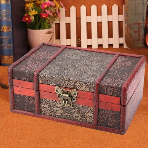 Vista 6 de Caja de almacenamiento de madera vintage organizador de joyas de libro de gran tamaño(1)