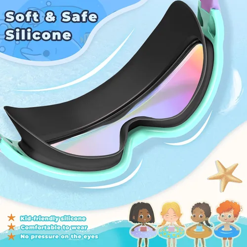 Vista 4 de Keary - Paquete de 2 gafas de natación para niños de 3 a 15 años, protección ultravioleta, antivaho, para piscina, agua, para niños, niñas, jóvenes