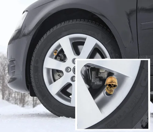 Vista 2 de Tapones para válvulas de neumáticos, paquete de 4 tapas de válvula de neumático de automóvil, cubierta de llanta de llanta para autos, camiones