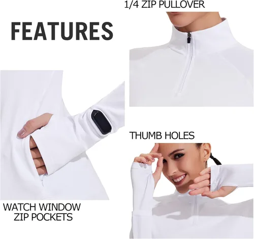 Vista 3 de Pinspark Camiseta de manga larga para mujer que absorbe la humedad con agujeros para reloj