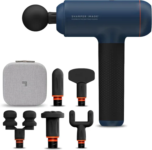 Vista 10 de Sharper Image Powerboost - Pistola de masaje de percusión de tejido profundo [versión 2026] - Masajeador de mano 6 velocidades 5 accesorios