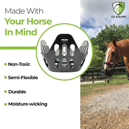Vista 6 de GG Equine GreenGuard - Bozal de pastoreo para caballo, accesorios para caballos más ligeros y duraderos, cómodo bozal para caballos con flujo