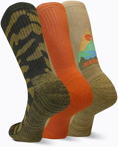 Vista 3 de Merrell Men's and Women's Lightweight Wool Everyday Hiking Crew Socks-3 Pair Pack-Arch Support & Moisture Wicking