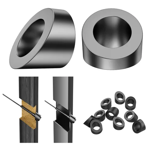 Vista 10 de BLIKA Paquete de 20 arandelas de ángulo negro de identificación de 1/4 pulgadas para barandillas de cable, arandelas biseladas de ángulo negro de 30