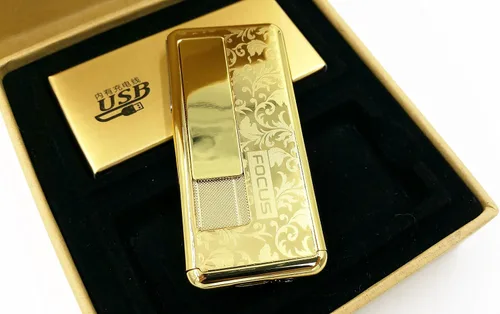Vista 6 de Encendedor USB con resistencia NEW FOCUS - Encendedor de cigarrillos sin llama recargable - Luxor Gold