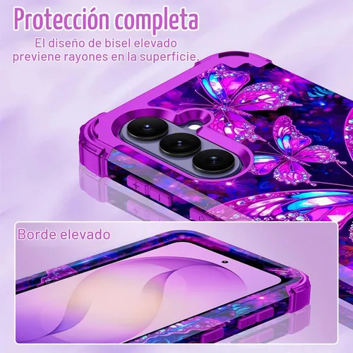 Vista 5 de LONTECT Funda para Galaxy S26 5G a prueba de golpes, 3 en 1, resistente y resistente, policarbonato duro+híbrida suave resistente de alto impacto