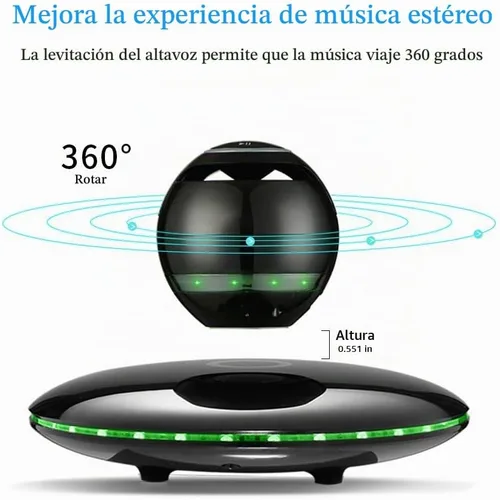 Vista 2 de Infinity Orb - Altavoz magnético con levitación Bluetooth 4.0 LED y flash flotante inalámbrico con micrófono y botones táctiles (negro)