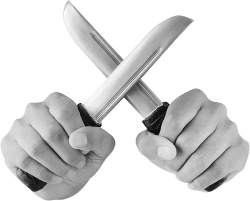 Vista 3 de Cuchillo de goma falso, paquete de 2 – Arma profesional de entrenamiento de artes marciales de autodefensa MMA
