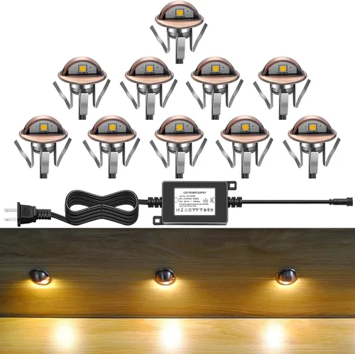 Vista 9 de Luz LED para escaleras, bajo voltaje, impermeable, IP65, para exteriores, 1-2/5 pulgadas, de madera empotrada, iluminación LED de terraza, patio