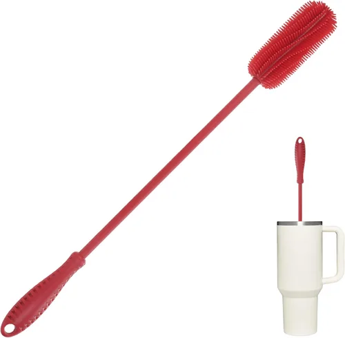 Vista 14 de Cepillo de silicona para botellas con mango largo, limpiador de botellas de agua para biberones, Hydro Flask, botellas deportivas, jarrones