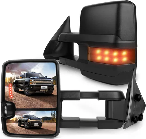 Vista 15 de SCITOO Espejos de Remolque Compatibles con Chevy Silverado 2008-2013 Para GMC Sierra Todos los Modelos Un Par (Lado Izquierdo y Derecho) Con Ajuste
