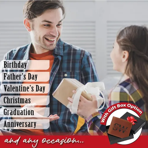 Vista 8 de Billeteras de cuero personalizadas para él, novio, marido, hombre, hijo, billetera plegable grabada para hombres, billeteras, regalo de hombre