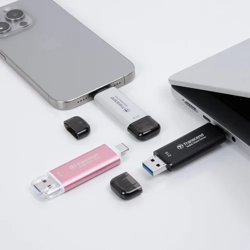 Vista 7 de Transcend ESD310 SSD externo de 2 TB, hasta 1,050 MB/s, unidad USB dual para iPhone17,16,15, iPad y Mac/Tesla/Steam Deck/ROG Ally/MSI Rosa