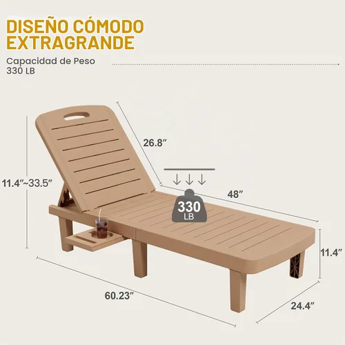 Vista 3 de UDPATIO Silla de salón al aire libre para piscina Tumbonas impermeables