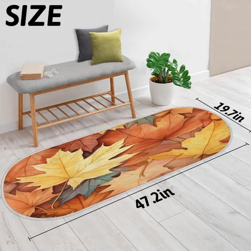 Vista 2 de cfpolar Maple Leaves Bathroom Rugs Non-Slip Bath Rug Microfiber Bath Mat Absorbent Kitchen Mats and Rugs Machine Washable Oval Plush Floor Mat for