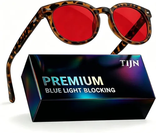 Vista 33 de TIJN Gafas de bloqueo de luz azul para hombres y mujeres, gafas de montura redonda gruesa vintage