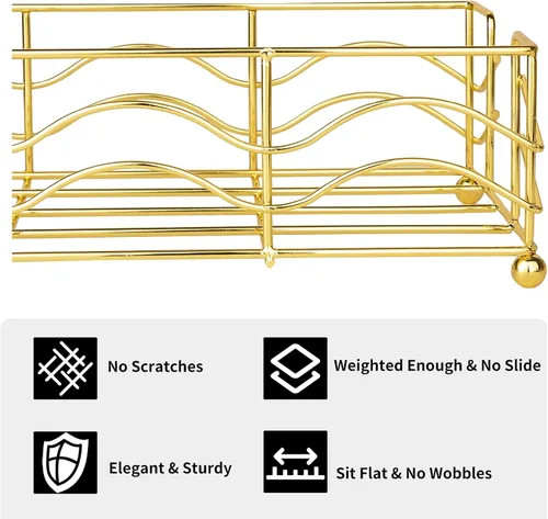 Vista 3 de Servilletero dorado para baño, elegante servilletero dorado para servilletas de papel desechables de baño, bandeja resistente para toallas