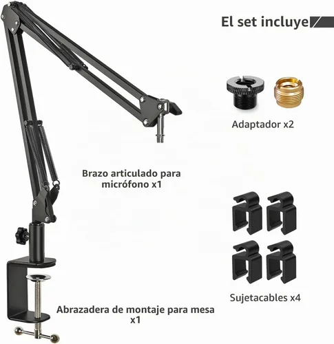 Vista 6 de Brazo ajustable Seiren para micrófono, soporte de micrófono compatible con Razer Seiren X Mini V2 V3 USB Streaming Micrófono para grabación