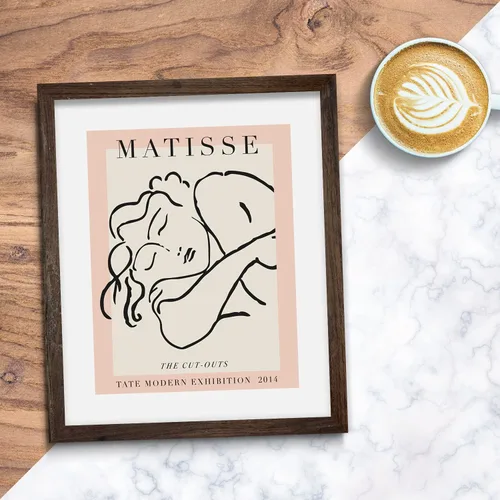 Vista 3 de Sage Light Design Co Matisse - Póster de exposición de la mujer dormida 11 x 14 pulgadas, sin marco, abstracto, rosa, neutro y blanco, minimalista