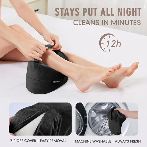 Vista 7 de Almohada de rodilla negra para personas que duermen de lado, almohadas de espuma viscoelástica entre las piernas para aliviar el dolor de ciática