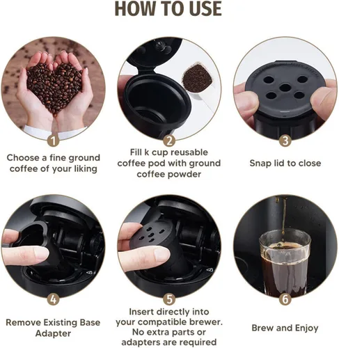 Vista 6 de Filtros de café reutilizables K Cups – 3 paquetes de cápsulas de café compatibles con cafeteras Keurig 1.0 – Compatible con SS-300C SS-6 ss-700 Negro