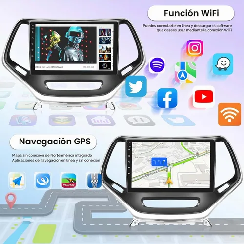 Vista 7 de [8 Core 4+64G] Radio de coche Android para Jeep Cherokee 2013-2018 pantalla