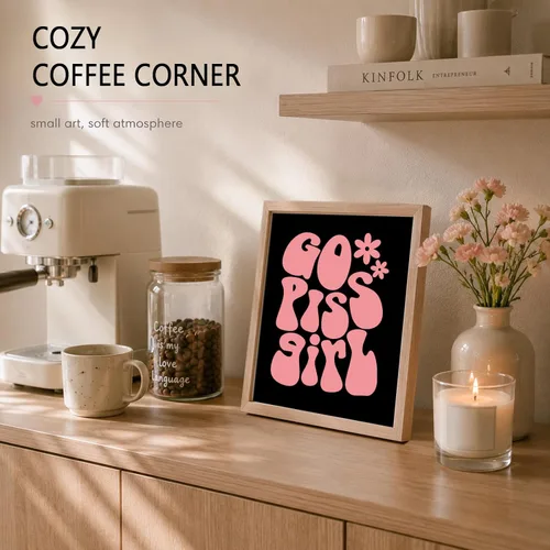 Vista 3 de Go Piss Girl Arte de Pared Trendy Arte de Pared Divertido Idea de Regalo Lindo Decoración de Apartamento Impresión de Baño Rosa Decoración