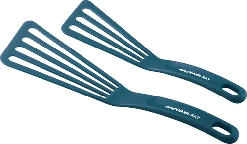 Vista 3 de Rachael Ray Herramientas y Utensilios de Cocina de Nailon / Espátula / Voltiadores para Pescado - Juego de 2 Piezas, Azul, Set de Espátulas de 25,4