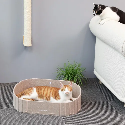 Vista 8 de FUKUMARU Rascador para gatos, cama rascador de gatos con forma de sofá de 24 pulgadas, tabla rascador reversible desmontable para gatos