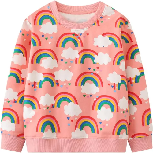 Vista 9 de HILEELANG - Sudaderas de cuello redondo para niñas, manga larga, para invierno