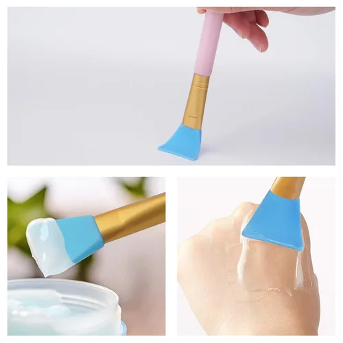 Vista 3 de Cuttte 4 aplicadores de máscara facial de silicona, aplicador de máscaras faciales flexibles, herramientas hidratantes sin pelo, cepillos faciales