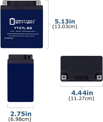 Vista 2 de Mighty Max Battery Reemplazo de batería de litio YTX7L-BS para motocicleta GNB 7L-BS