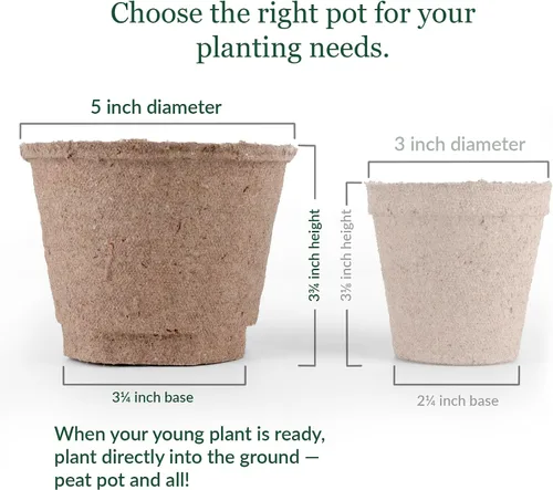 Vista 4 de Jiffy Macetas de turba biodegradables para plántulas, 5 pulgadas, paquete