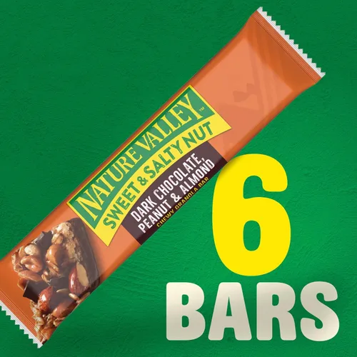 Vista 3 de Nature Valley Barras de granola de nueces dulces y saladas, chocolate oscuro cacahuate almendra, 6 barras, 7.2 oz