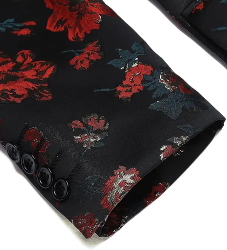 Vista 6 de COOFANDY Mens Floral Tuxedo Jackets One Button Stylish Dinner Wedding Party Dress Suit Blazers Jacket