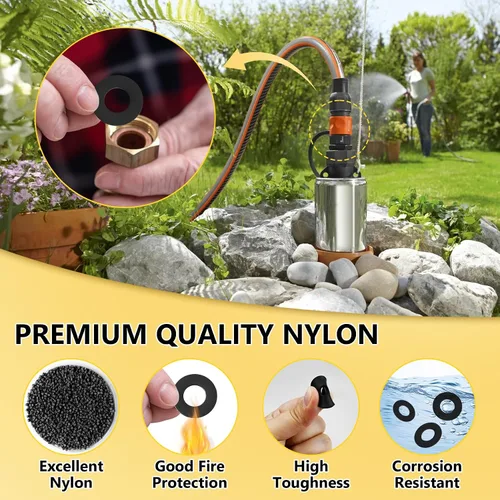 Vista 2 de 1200 arandelas planas de nailon para tornillos, arandelas de plástico negro, M2 M2.5 M3 M4 M5 M6 M8 M10 para uso doméstico y comercial