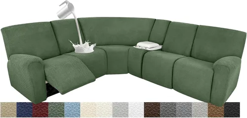 Vista 14 de Fundas impermeables de sofá reclinable modular para sofás reclinables, lavable en forma de L, para perros, fundas elásticas para sofá reclinable