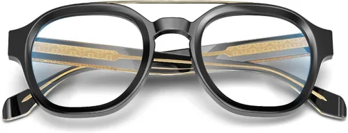 Vista 4 de VISOONE Gafas retro redondas antifatiga ocular de metal medianas, gafas de bloqueo de luz azul para juegos de computadora, mujeres y hombres, Sanford