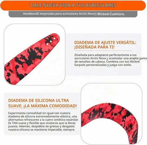 Vista 5 de WC Arctis Nova - Paquete de almohadillas de gel refrescante, diadema de silicona y placa de altavoz lateral para Arctis Nova Pro Wireless de Wicked