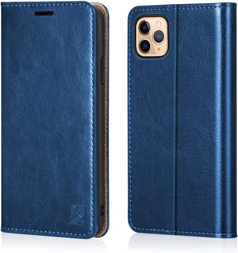 Vista 18 de Belemay Funda tipo cartera compatible con iPhone 8 Plus, de piel de vaca auténtica, funda tipo folio (funda interior de TPU suave), ranuras
