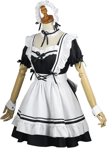 Vista 2 de Bleoavre Disfraz de Lolita de anime para sirvienta, disfraz de cosplay de Halloween