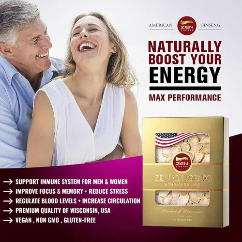 Vista 3 de American Wisconsin - Rebanadas de ginseng - Mejora de la energía, el rendimiento y la salud mental para hombres y mujeres (4 onzas (paquete de 1))