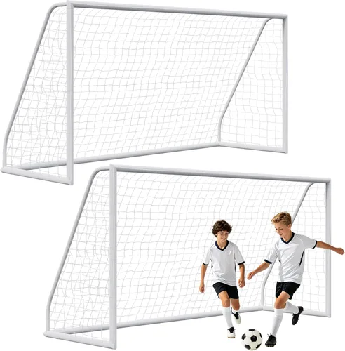 Vista 9 de ZENY Portería de fútbol portátil para patio trasero, 12 x 6 / 10 x 6.5 / 8 x 5 pies, red y marco de fútbol para niños y adultos para práctica
