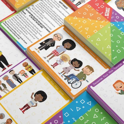 Vista 3 de Juego de cartas Happy Family - Tarjetas para niños que promueven la inclusión, la diversidad y la empatía, educativo y portátil, a partir de 4 años