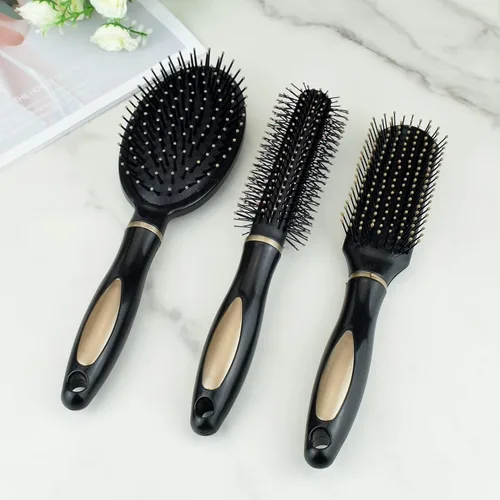 Vista 5 de 3 piezas de peine ovalado de masaje antiestático, cepillo redondo para el cabello, cepillo de ventilación para el cabello, cepillo desenredante