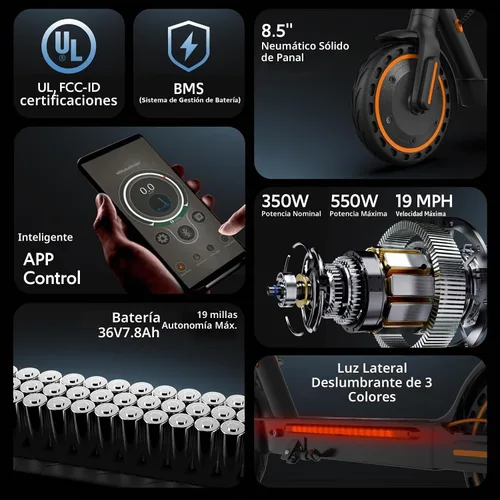 Vista 2 de Scooter eléctrico para adultos, plegable Commuter E Scooter con sistema