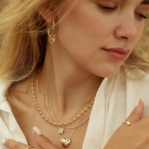 Vista 2 de Aobei Pearl - Gargantilla de oro de 18 quilates con cadena de clip, cadena de bolas y dijes perlas barrocas biwa para mujeres Cadena de estación